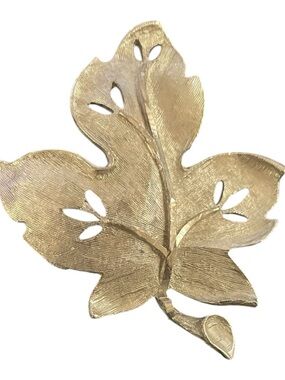 Vintage BSK Silver Leaf Brooch | Sculptural Botanical Statement Pin